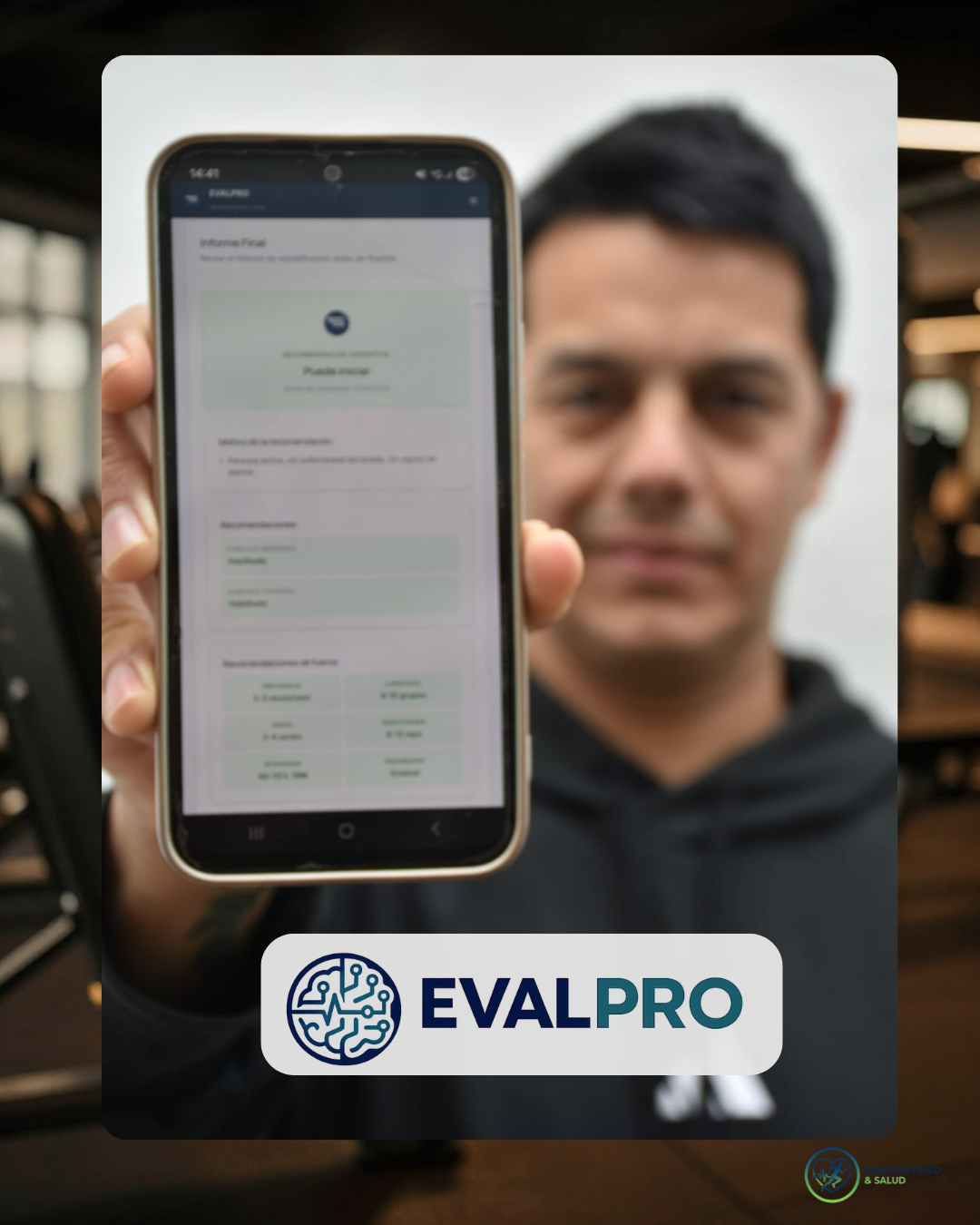 Profesional mostrando el resultado "Puede iniciar" en la app EVALPRO