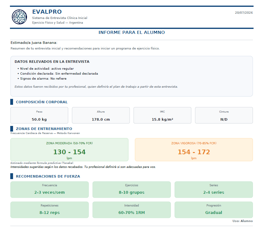 Informe EVALPRO — Informe para tu alumno