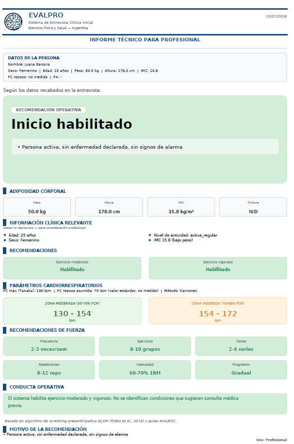 Informe EVALPRO — Inicio habilitado
